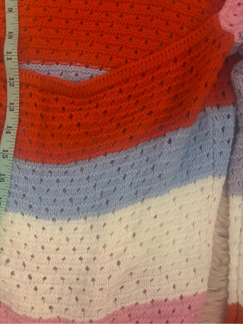 Colorblock Open-Knit V-Neck Sweater — Multi-Color - Picture 8 of 9